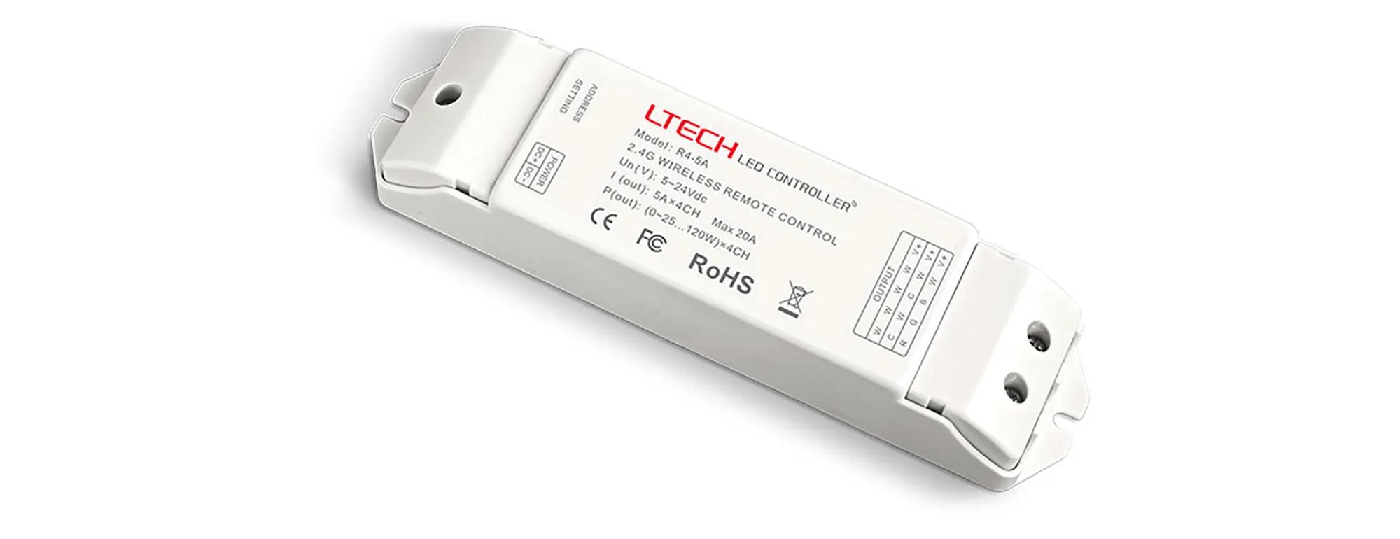2.4GHz RF RGB Remote Control, CR2032 battery, 30m Range, 4 Zone Control, 3Vdc supply voltage . V7  LTECH Remote Control